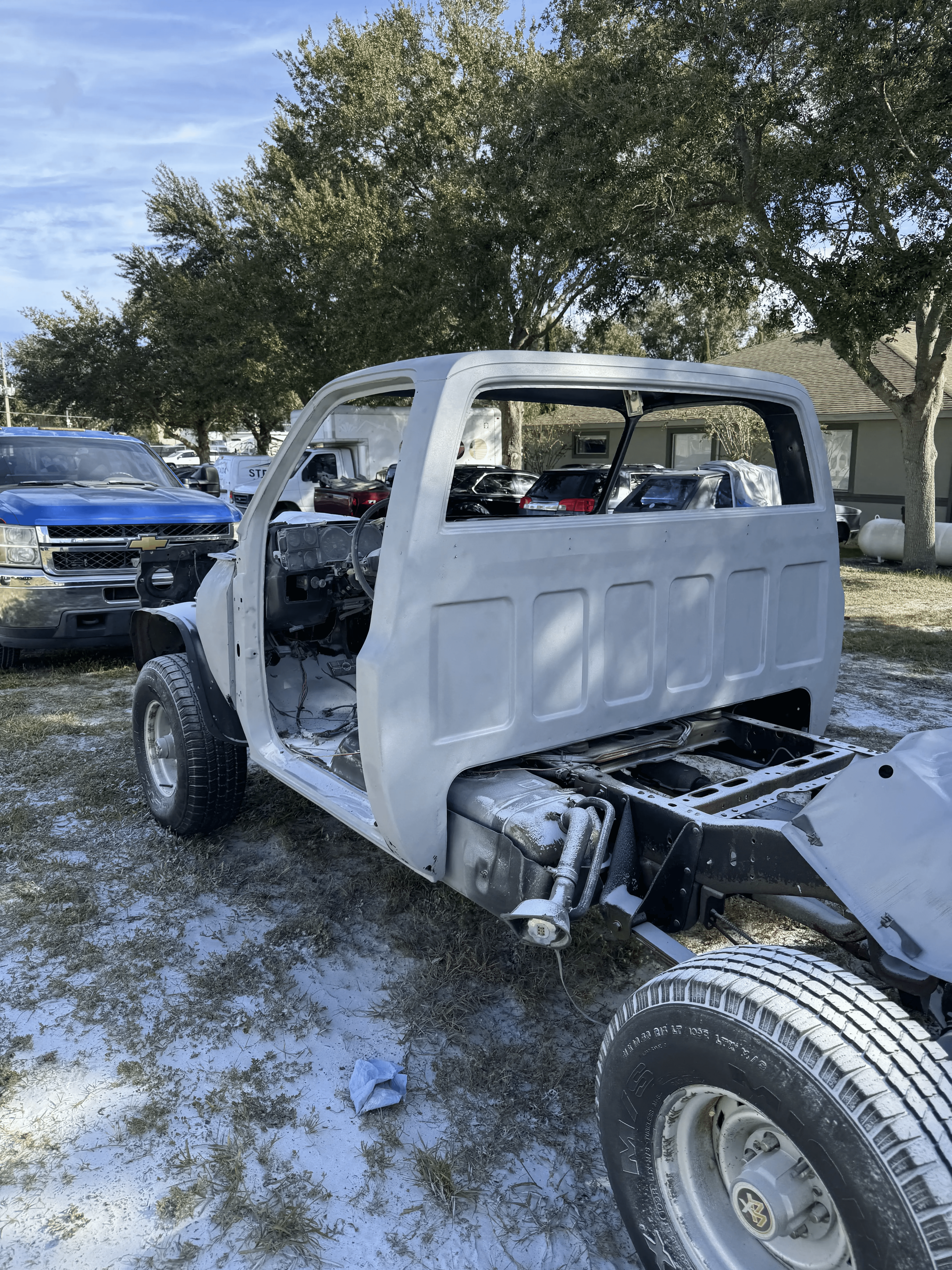 Truck cab after automotive blasting