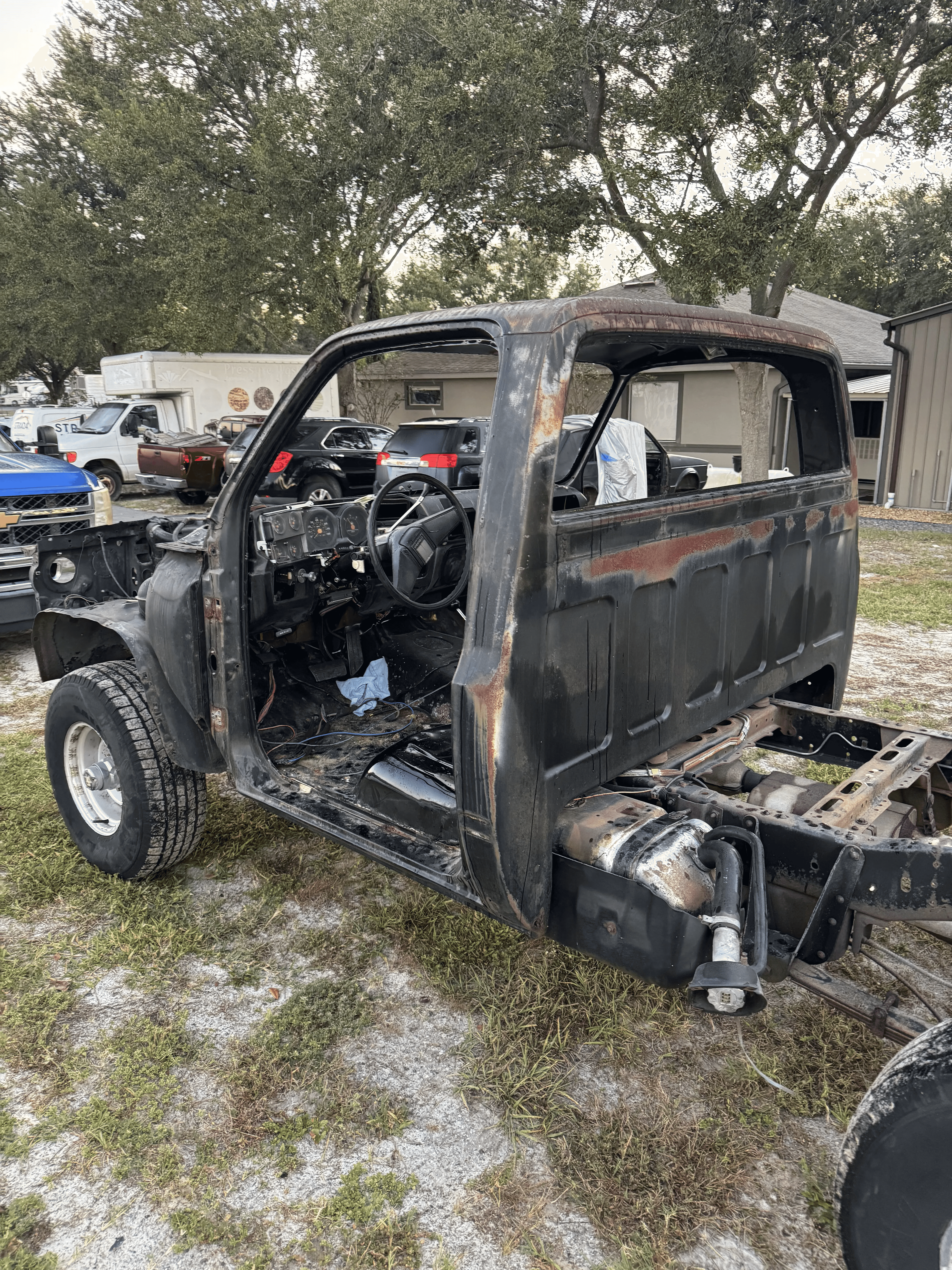 Truck cab before automotive blasting