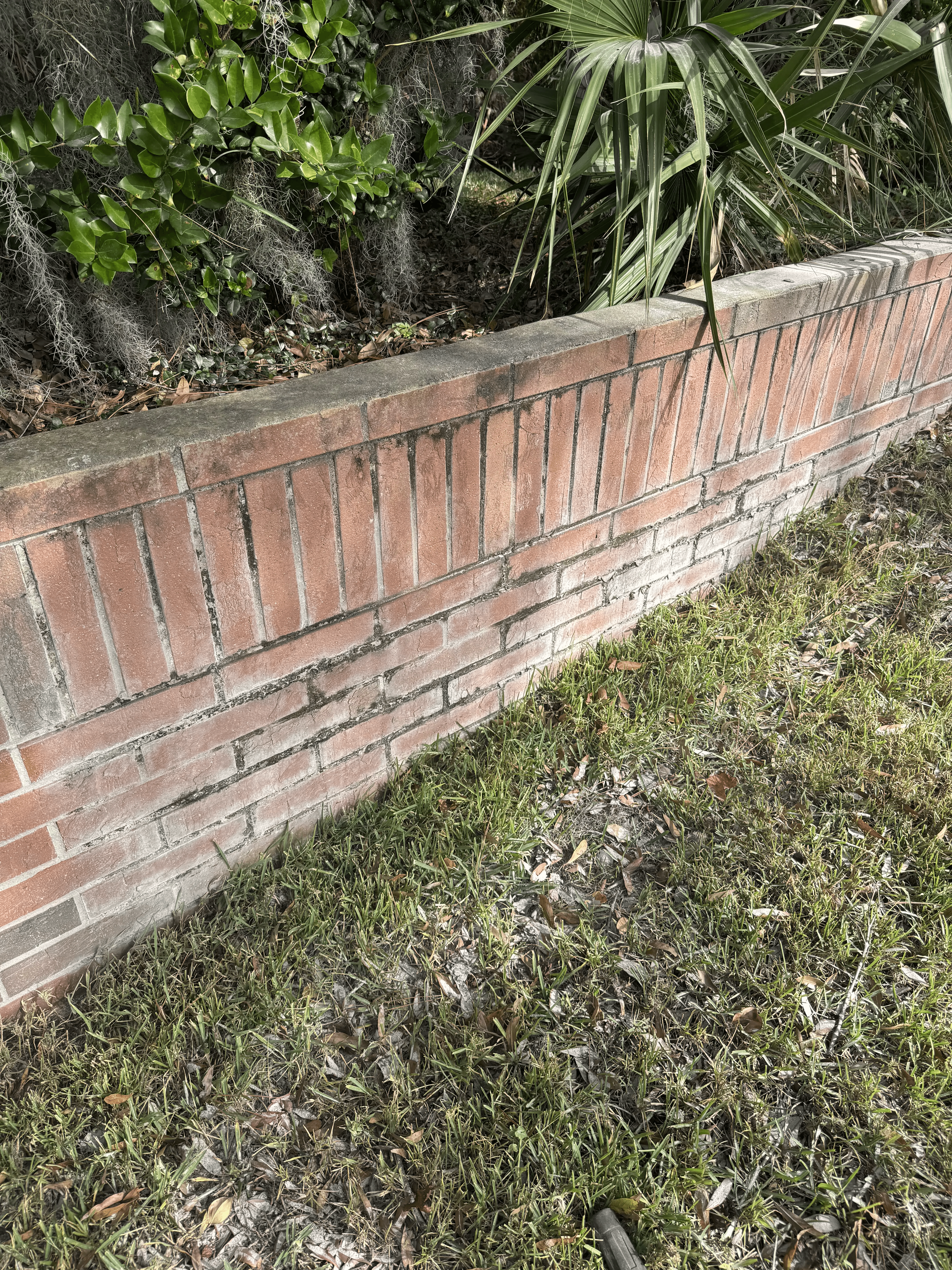 Brick wall with dirt and surface buildup before blasting
